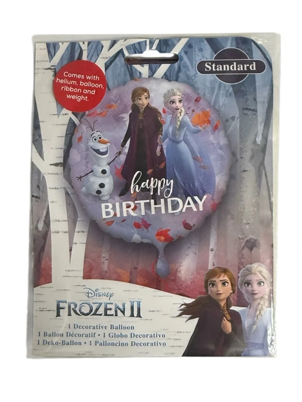 Disney Frozen Happy Birthday Foil Balloon 17” Ribbon & Weight Elsa, Anna, Olaf